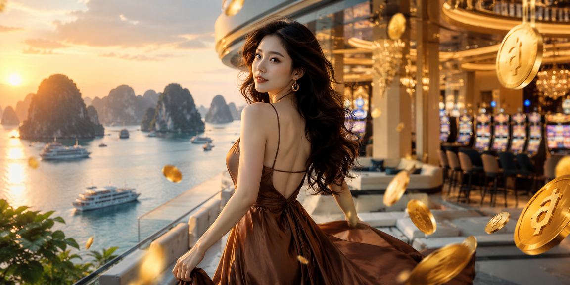 Người chơi thư giãn bên cà phê với cảnh vịnh Hạ Long và theo dõi cá cược casino